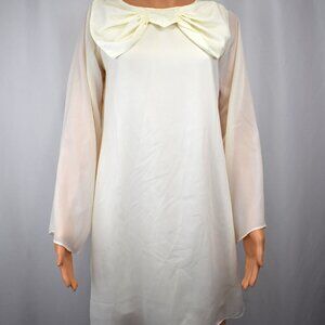 Va Va Ivory Oversized Bow Dress Sz XS Bell Sleeve Coquette Elegant Fairy Romance